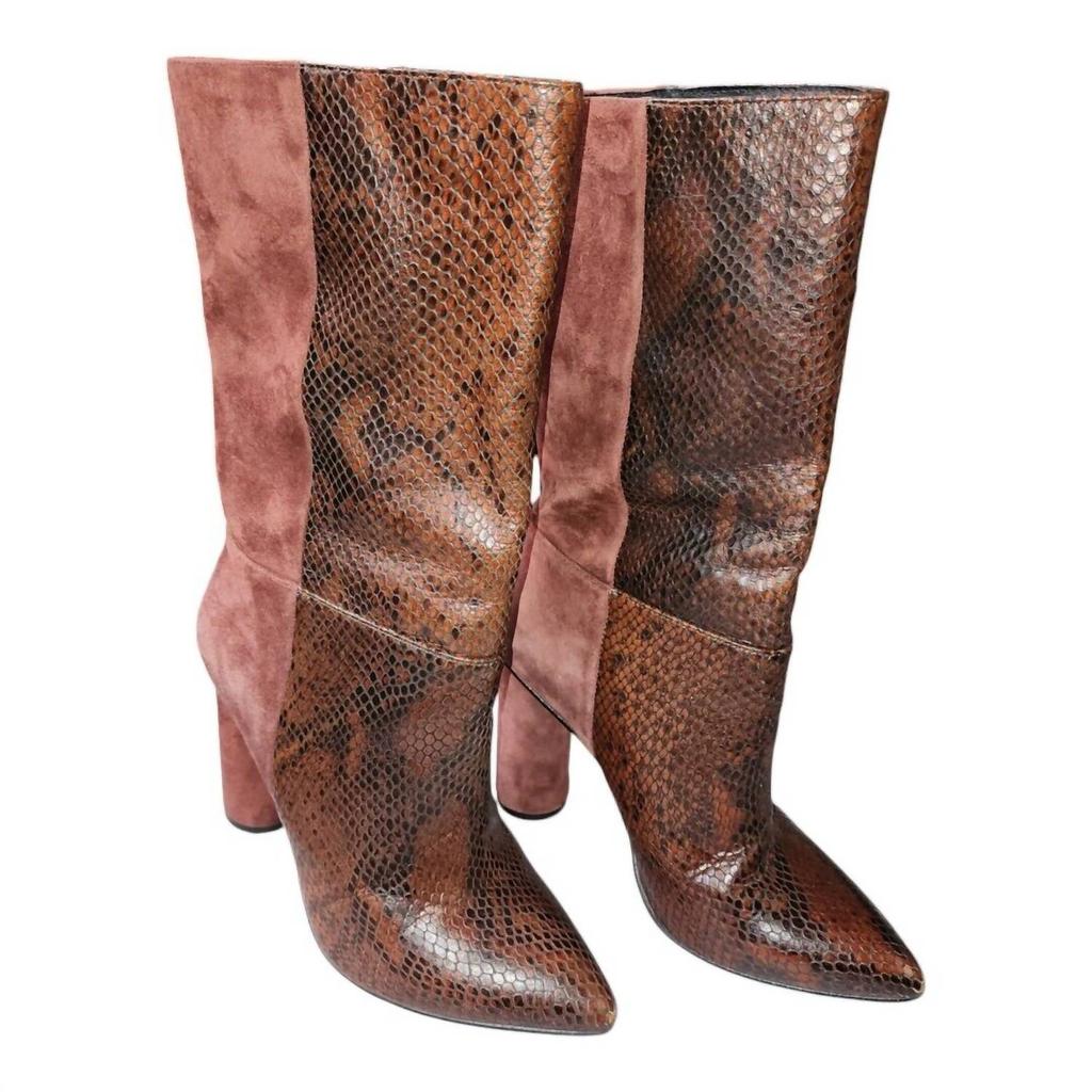 42 GOLD Kolby Boots In Snake Leather Suede