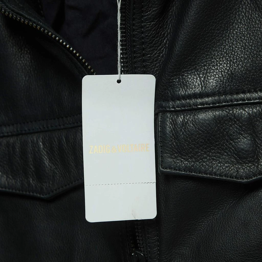 ZADIG & VOLTAIRE Zadig & Voltaire Black Leather Zip Front Jacket XS 7
