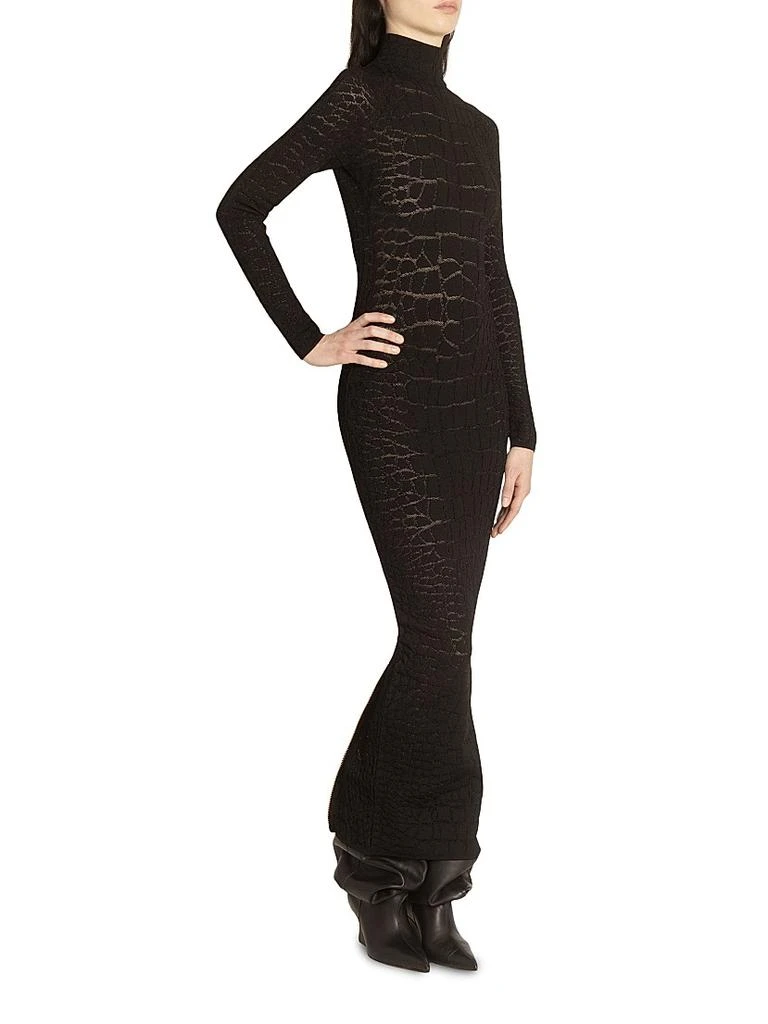 knee length dresses for ladies Balmain Snakeskin-Jacquard Sequined Knit Maxi Dress Gold Size 42 NEW   Celebrity Owned
