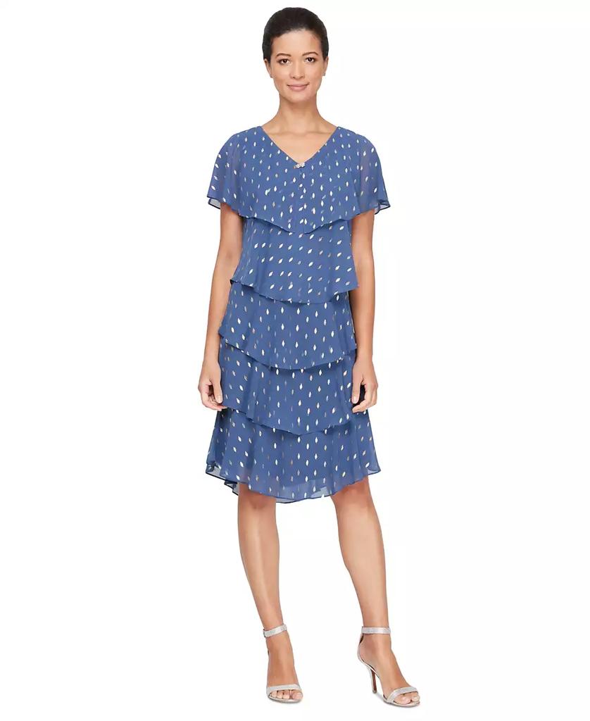 SL Fashions Polka-Dot Tiered Shift Dress
