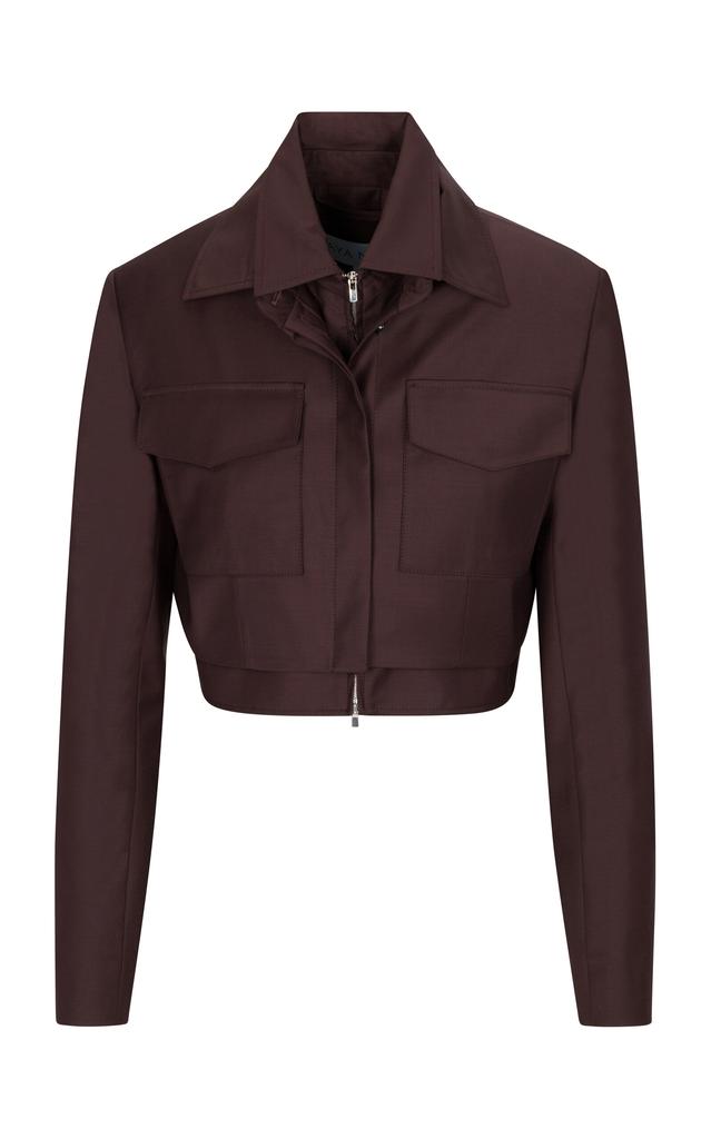 Aya Muse Aya Muse - Lago Wool-Blend Cropped Utility Jacket - Purple - M - Moda Operandi