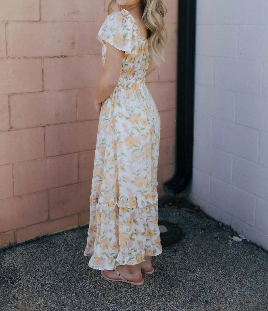 Blu Pepper Floral Ruffle Sleeve Dress In Yellow 3