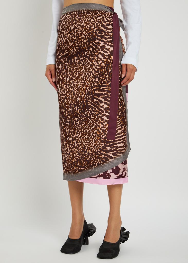 Dries Van Noten Scarfy printed silk midi wrap skirt