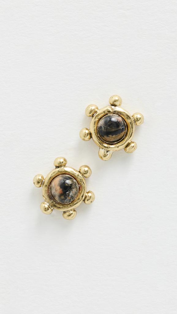 Ulla Johnson Hana Spotted Jasper Granulated Stud Earrings