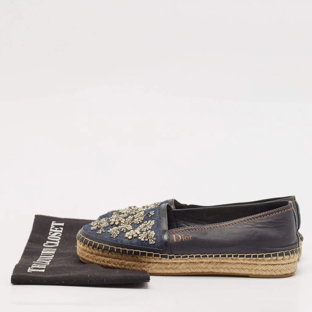 Dior Dior Black/Blue  Denim and Leather Embellished Espadrille Flats Size 36.5 10