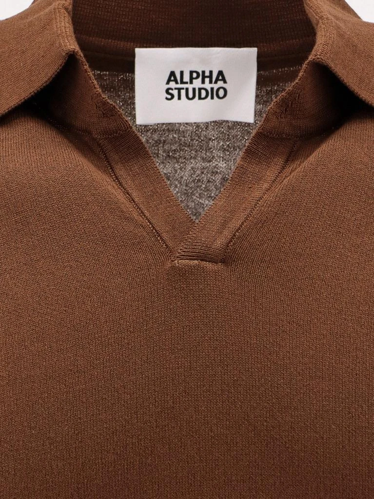 ALPHA STUDIO Cotton crepe polo shirt 3