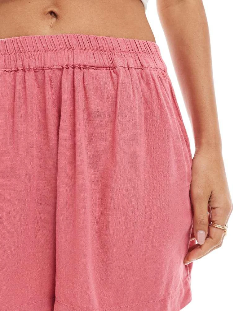 Pull&Bear Pull&Bear linen boxy shirt in strawberry pink 3