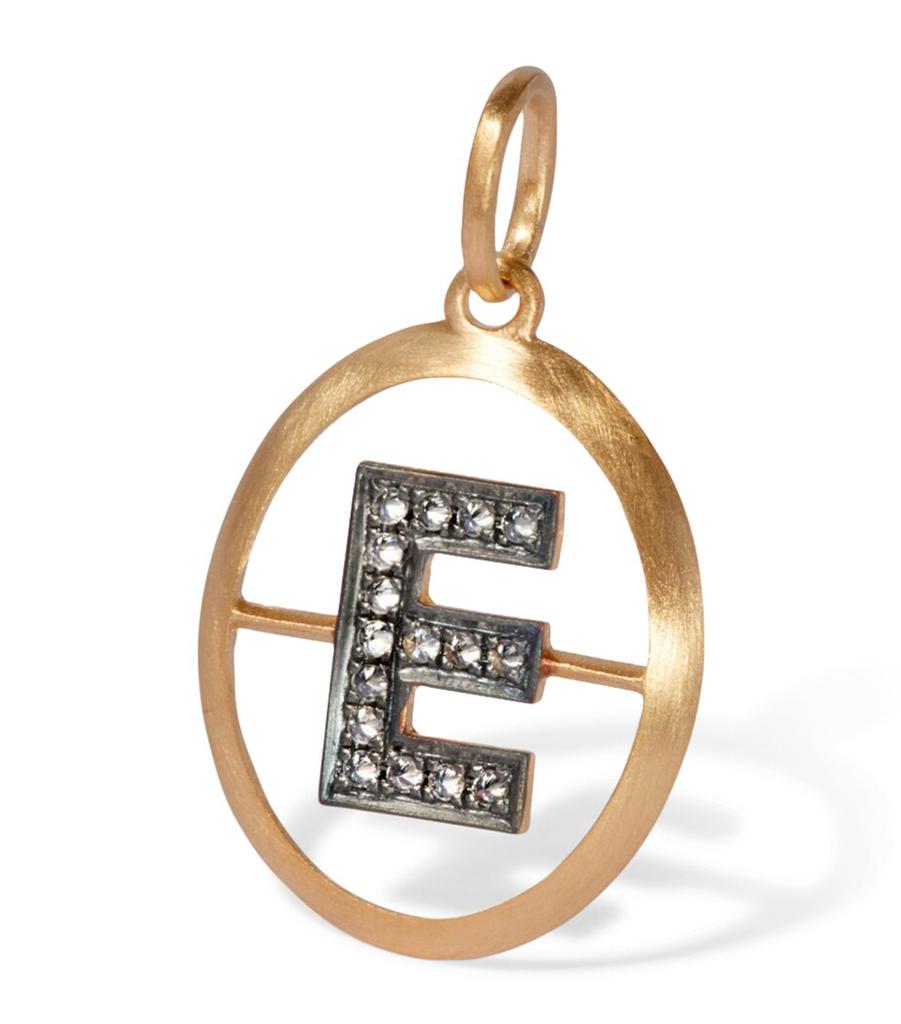 Annoushka Yellow Gold and Diamond Initial E Pendant