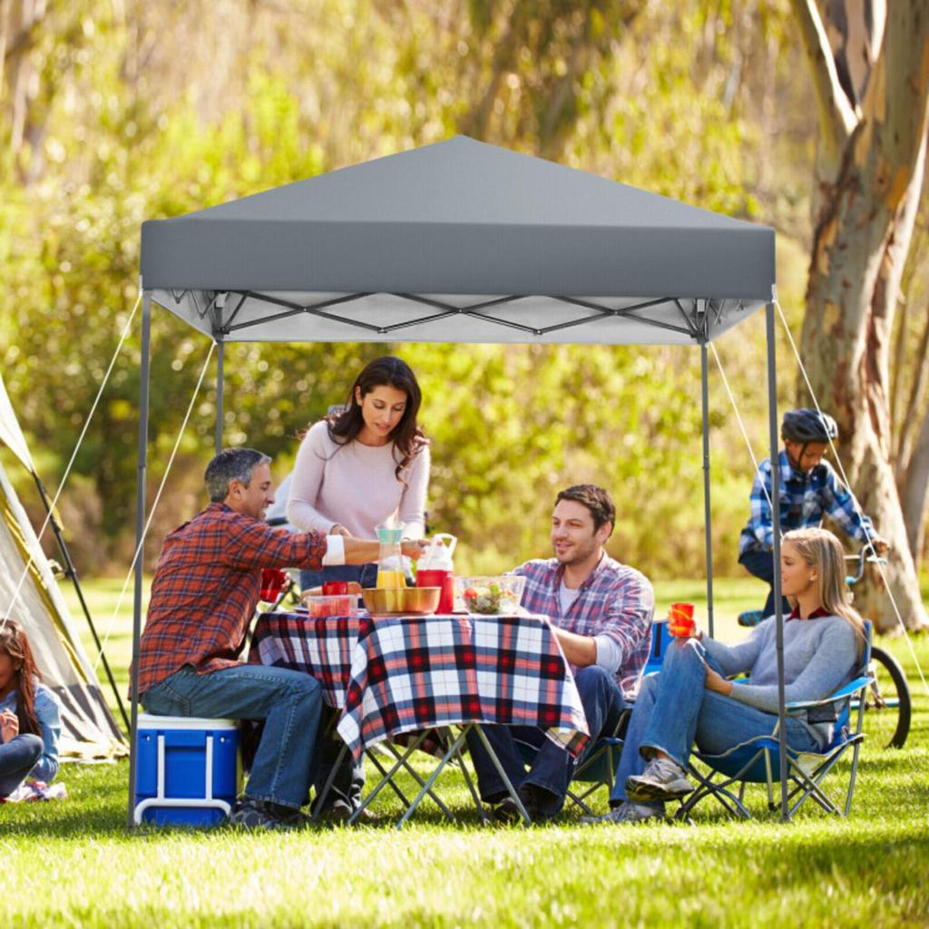 Hivvago 6.6 x 6.6 Feet Outdoor Pop-up Canopy Tent with UPF 50+ Sun Protection-Gray