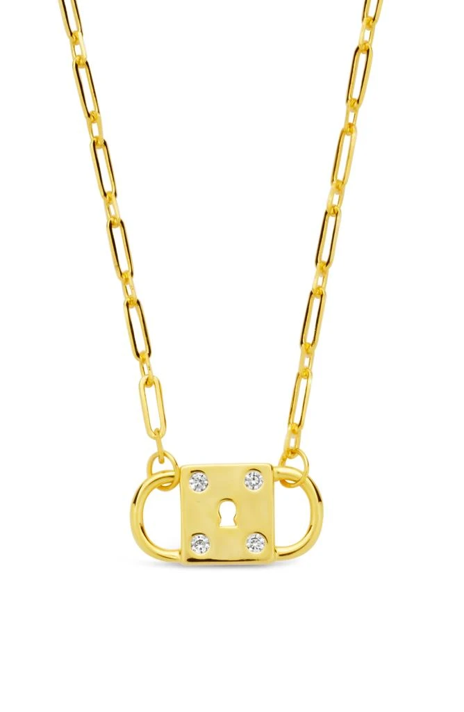 Sterling Forever Double Padlock Cubic Zirconia Pendant Necklace