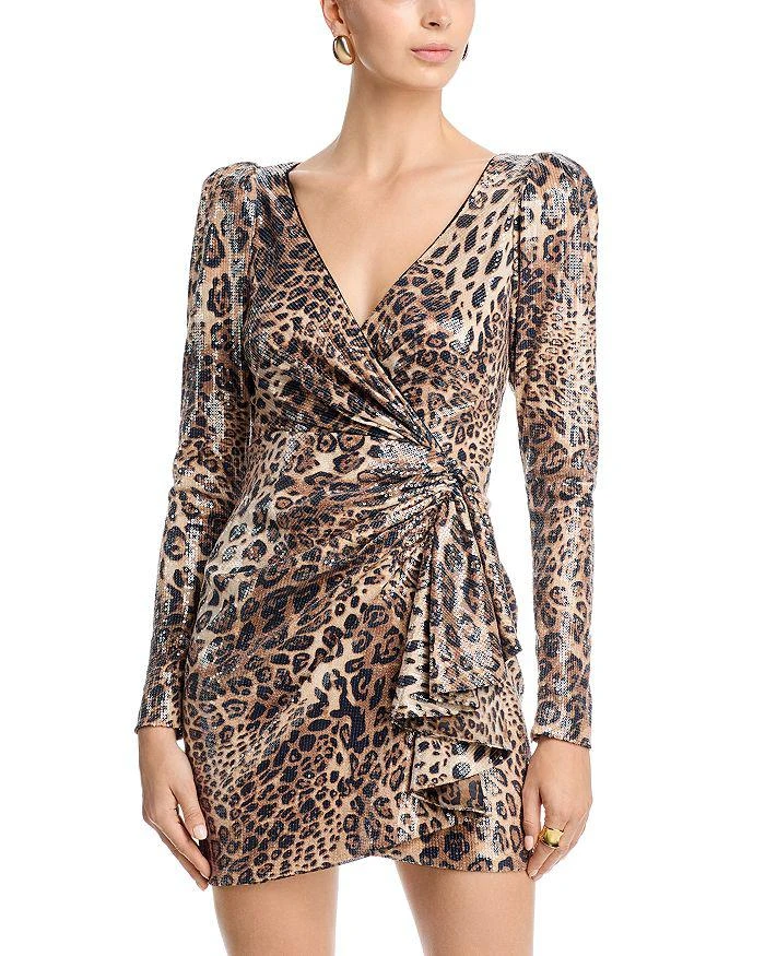 AQUA Sequin Animal Print Dress - Exclusive