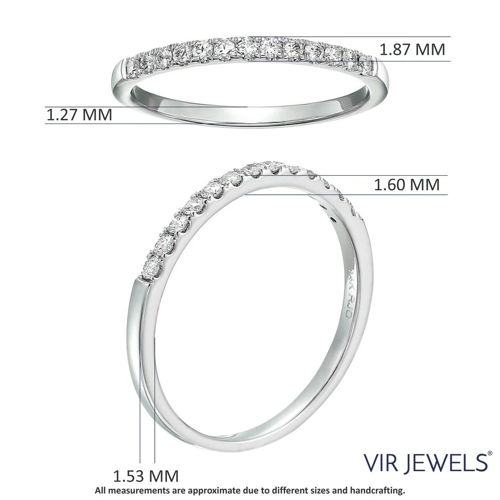 Vir Jewels 1/5 cttw Pave Diamond Wedding Band 14k White Gold Bridal Prong Set 3