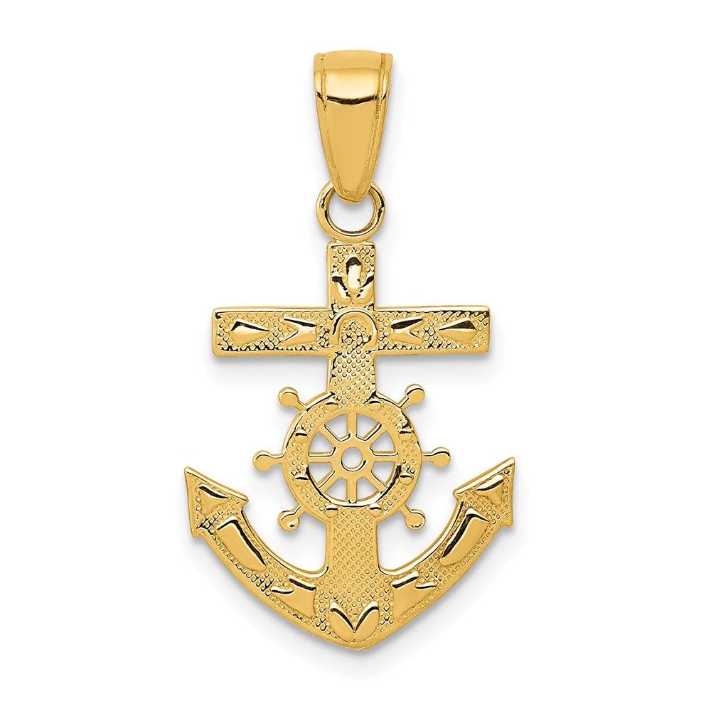 Diamond2Deal 14k Yellow Gold Mariner's Cross Pendant