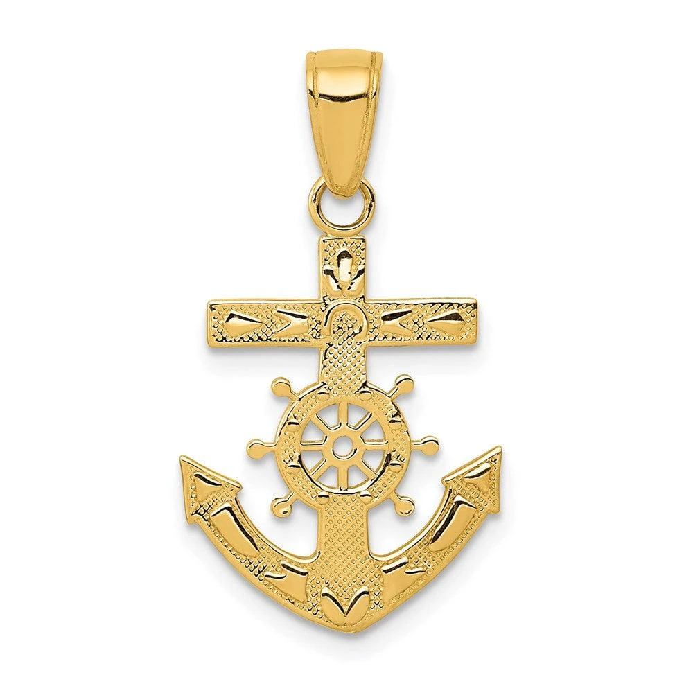 Diamond2Deal 14k Yellow Gold Mariner's Cross Pendant 1