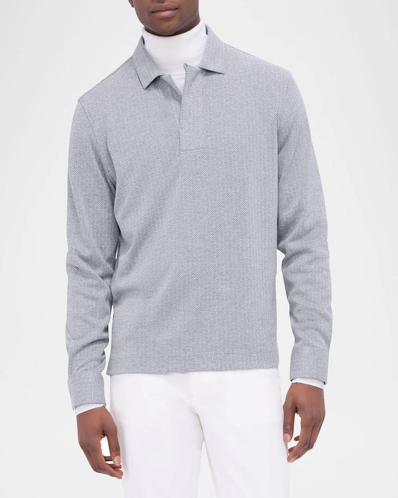 BUGATCHI Men's Chevron Self-Collar Polo Shirt 4