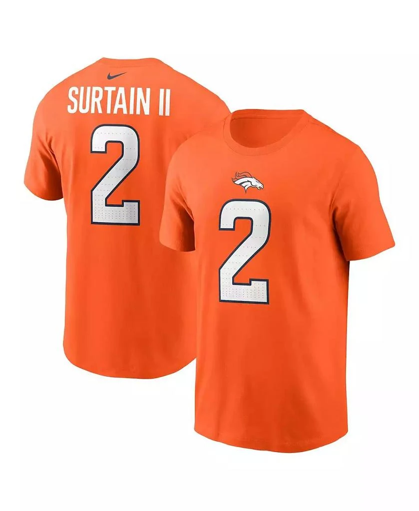 NIKE Men's Patrick Surtain II Orange Denver Broncos Name Number T-Shirt 1