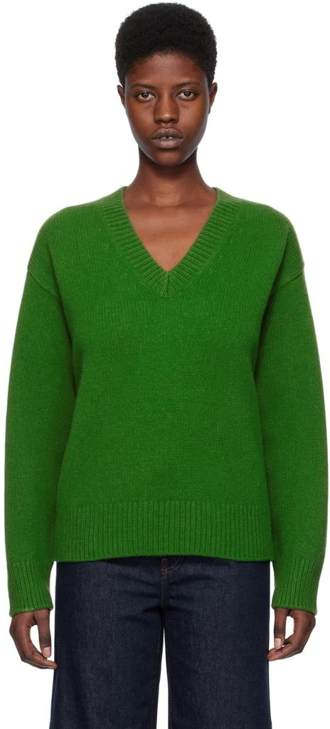 Totême Green V-Neck Sweater 1