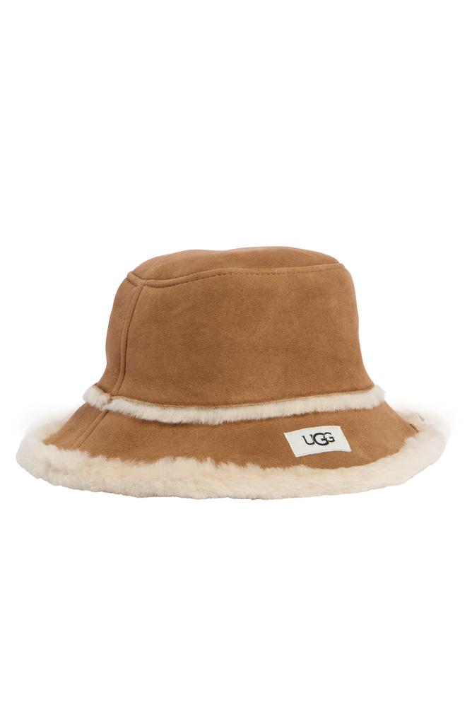 UGG Sheepskin Genuine Shearling Trimmed Bucket Hat