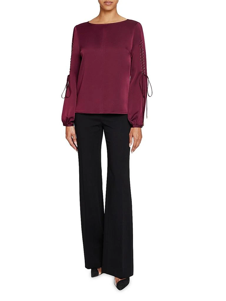 Santorelli Crepe Lattice-Sleeve Top 2