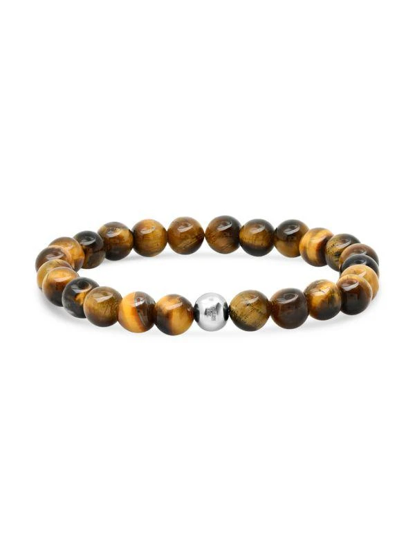 Anthony Jacobs 3-Piece Stainless Steel, Leather & Tiger Eye Bracelet Set 3