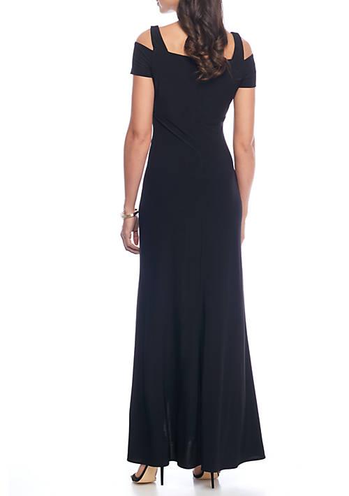 R & M Richards Richards Cold Shoulder Jersey Gown