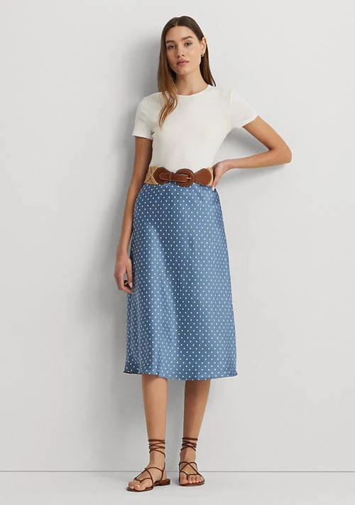 Ralph Lauren Ralph Lauren Polka Dot Satin Charmeuse Midi Skirt 1