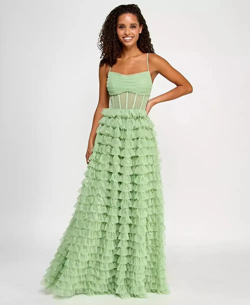 Say Yes Juniors' Ruffled Embellished Corset Gown, Created for Macy's 4