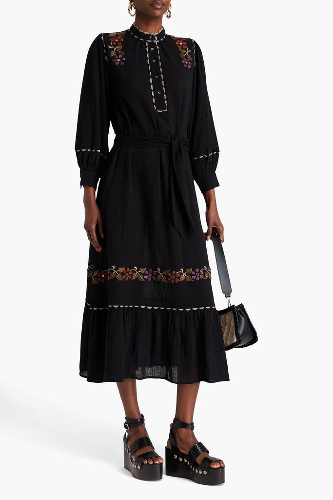 ANTIK BATIK Mathilda embellished cotton-crepon midi dress