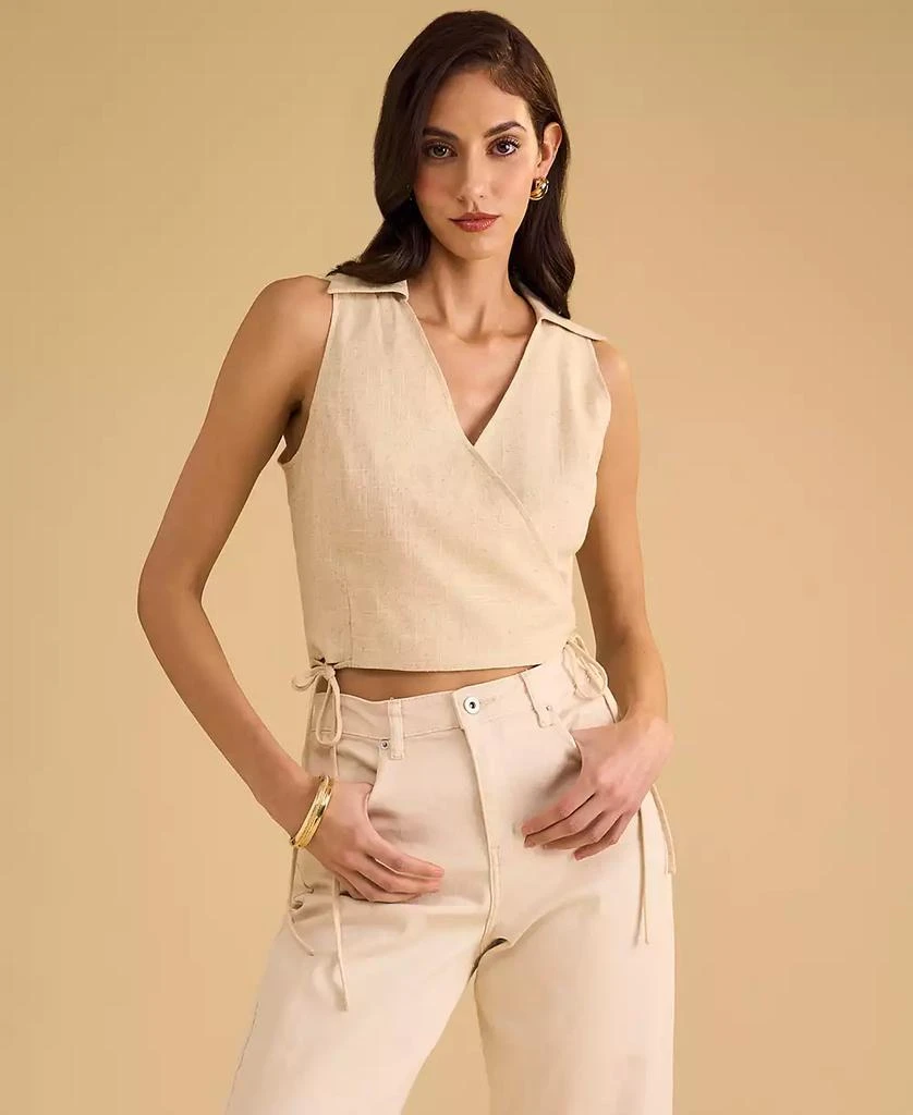 1. State Women's Collared Crossover Cropped Top 1