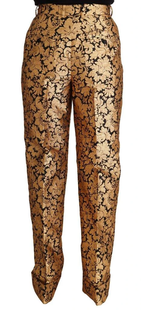 Dolce & Gabbana Dolce & Gabbana Gold Floral Jacquard Straight Polyester Pants 3