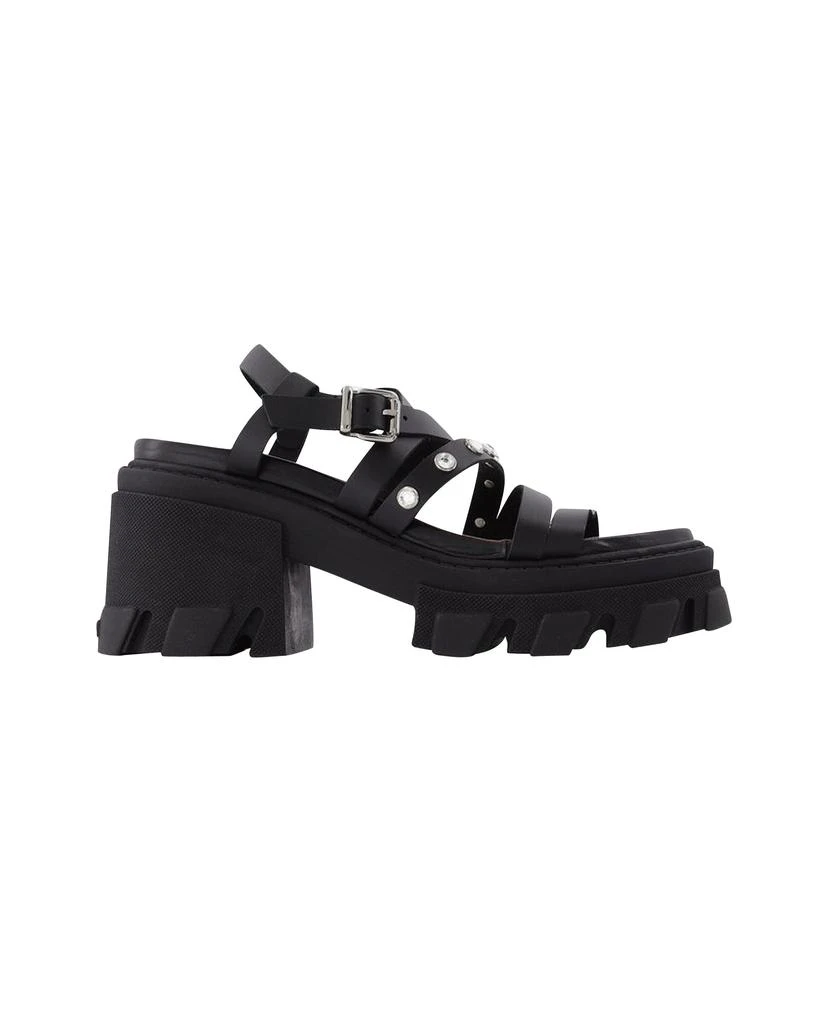 Ganni Black Leather Cleated Sandals 4