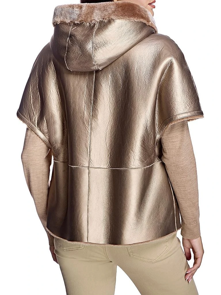 Maximilian Lamb Shearling Zipper Cape 4