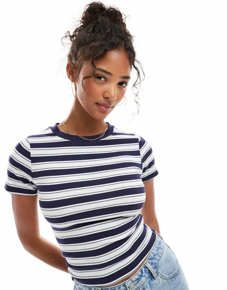 Miss Selfridge Miss Selfridge stripe baby tee in navy 1