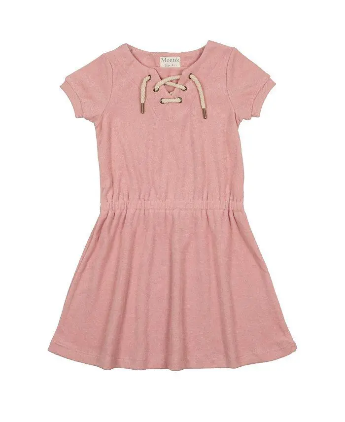 Maniere Girls' Beach Terry Short Sleeve Dress - Little Kid