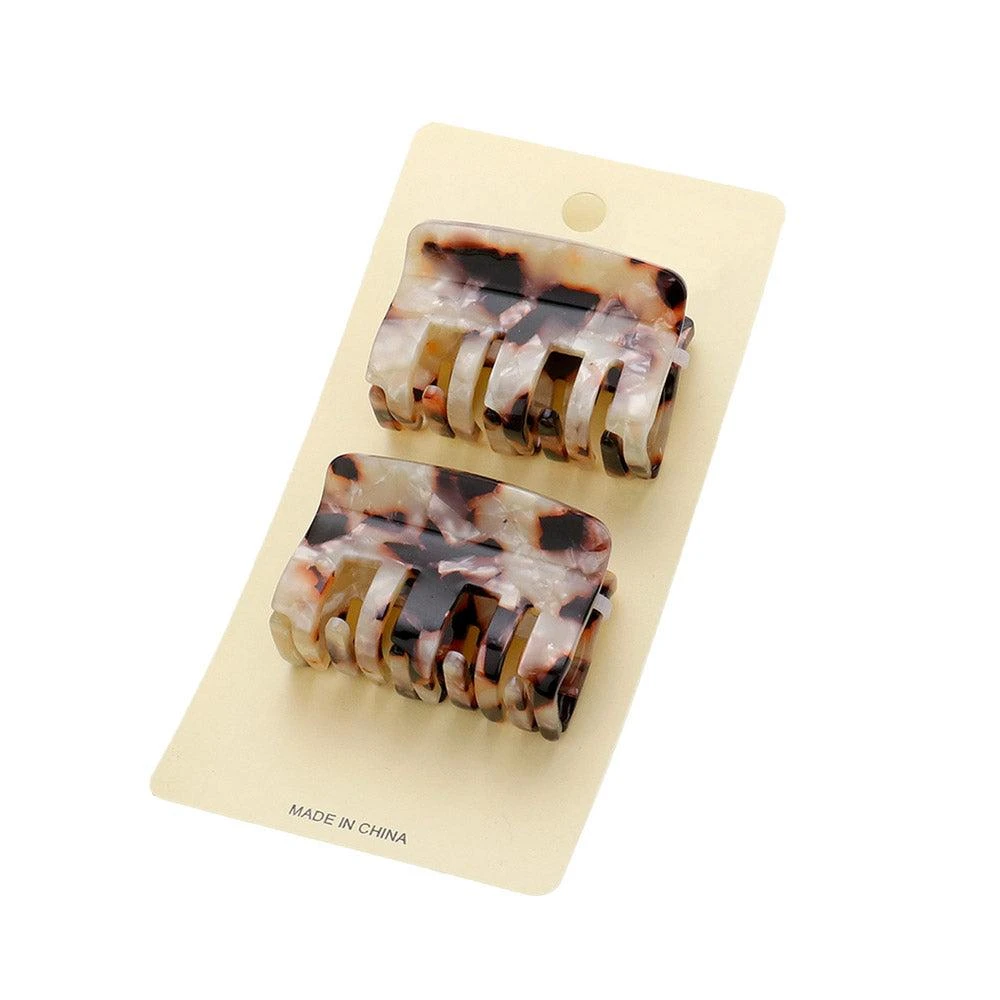 FASHNZFAB 2PCS - Celluloid Acetate Small Rectangle Hair Claw Clips 3