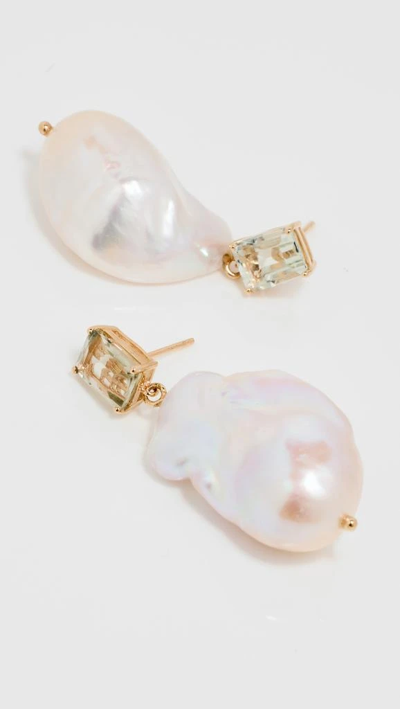MATEO 14k Green Amethyst and Baroque Pearl Drop Earrings 4