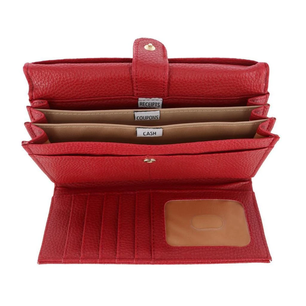Buxton Women's Solid Colored Vegan Leather Bianca Clutch Wallet 3