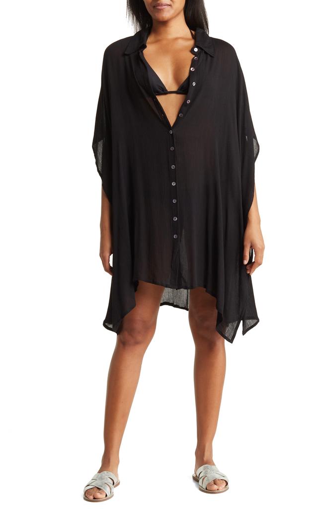 BOHO ME Sharkbite Button-Up Coverup