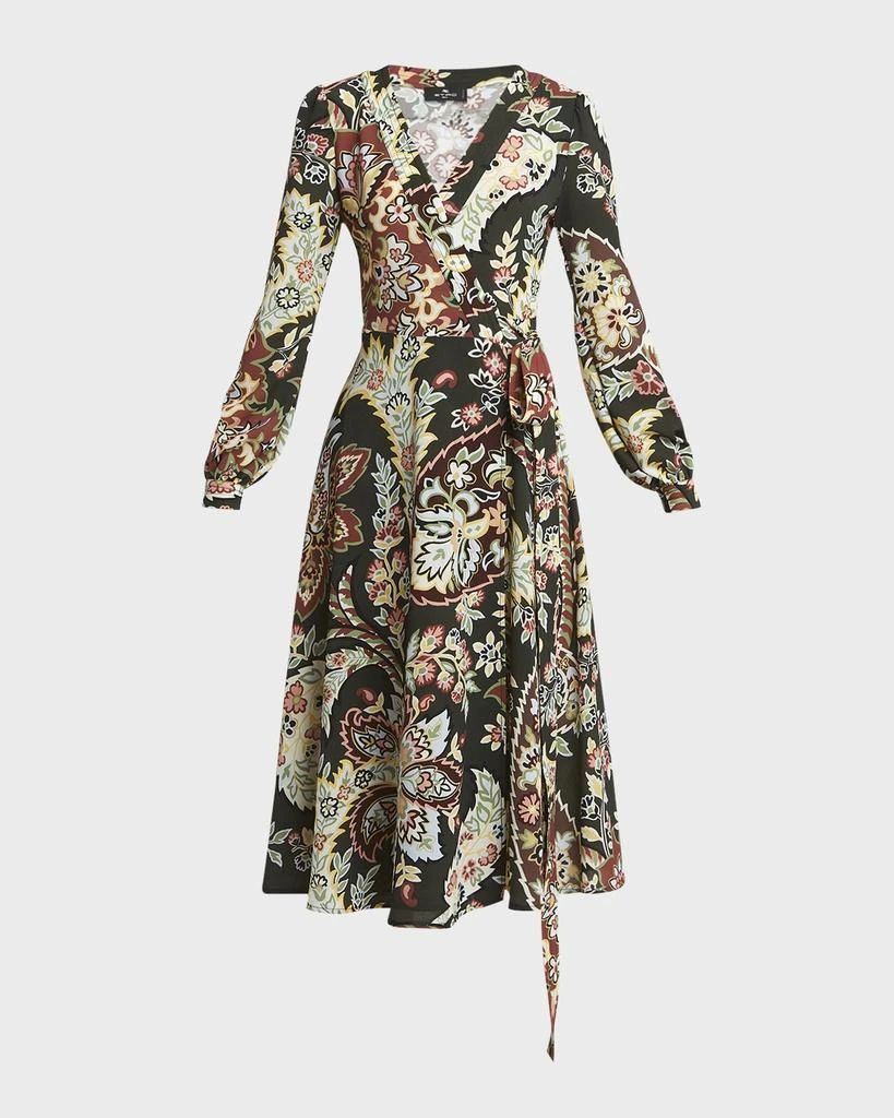 ETRO Blossom-Print Long-Sleeve Midi Wrap Dress 1