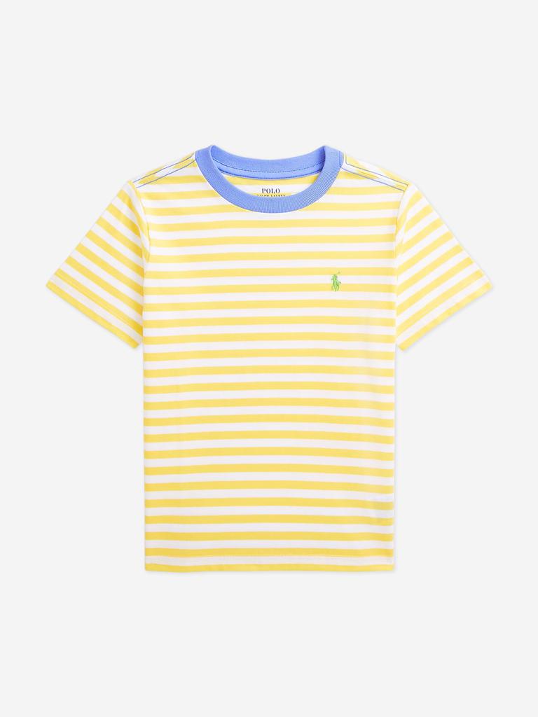Ralph Lauren Ralph Lauren Boys Striped Logo T-Shirt in Yellow