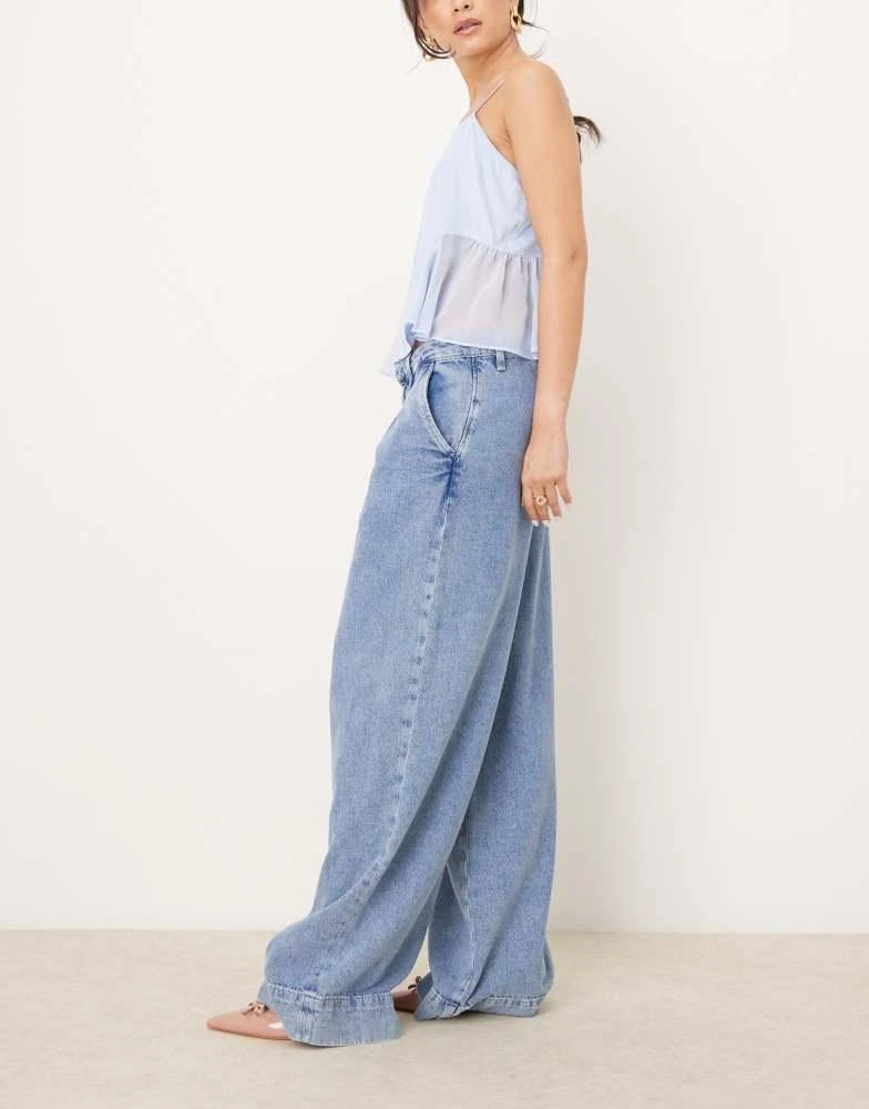 River Island River Island tailored baggy jean in midwash blue 2