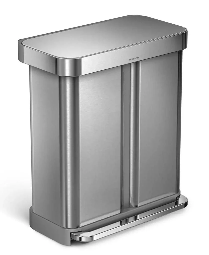 simplehuman Brushed Stainless Steel 58L Dual Compartment  Recycler 1