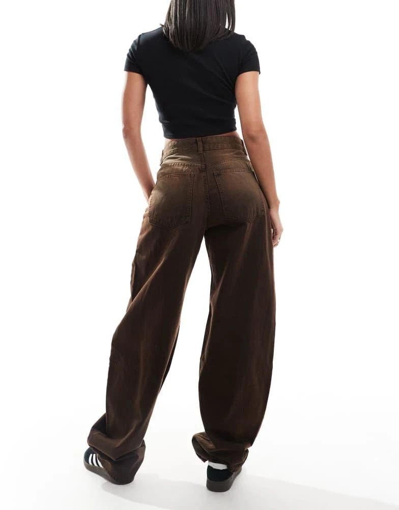 Bershka Bershka ultra wide leg jeans in brown 2