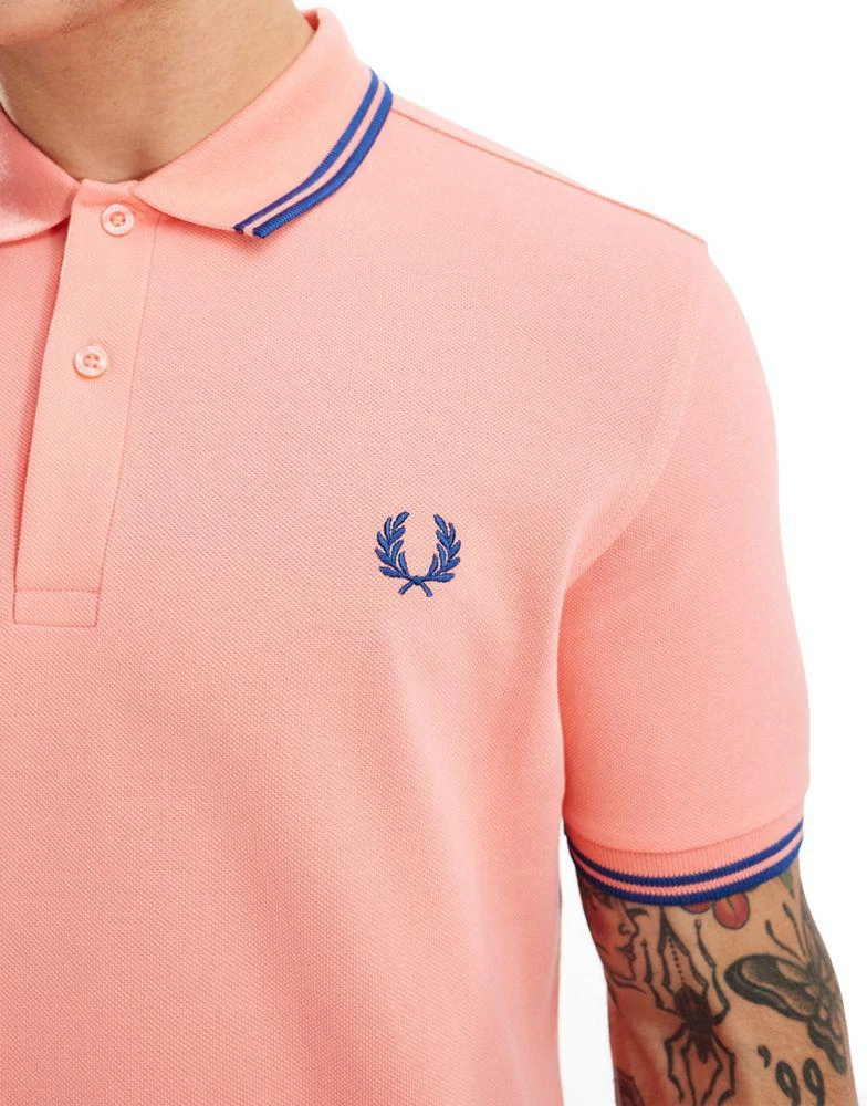 Fred Perry Fred Perry twin tipped polo shirt in bright pink 4