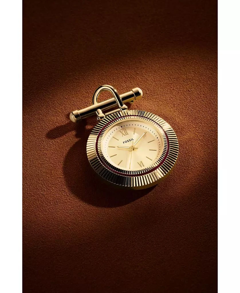 Fossil Women's Scarlette Three-Hand Gold-Tone Stainless Steel Watch Brooch, 35mm 3