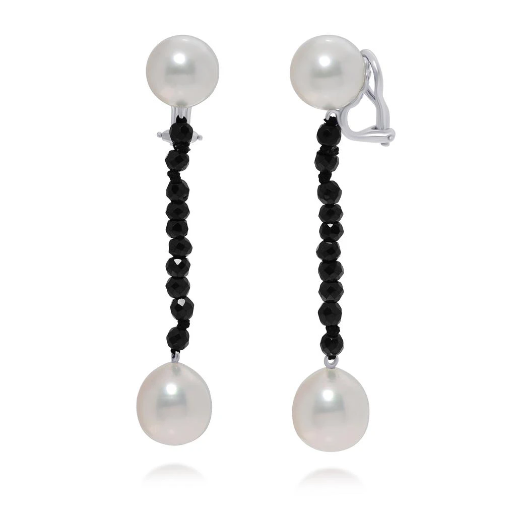 Assael Assael 18K White Gold, Black Spinel 9.00ct. tw. and South Sea Pearl French Clip Earrings E6717 3