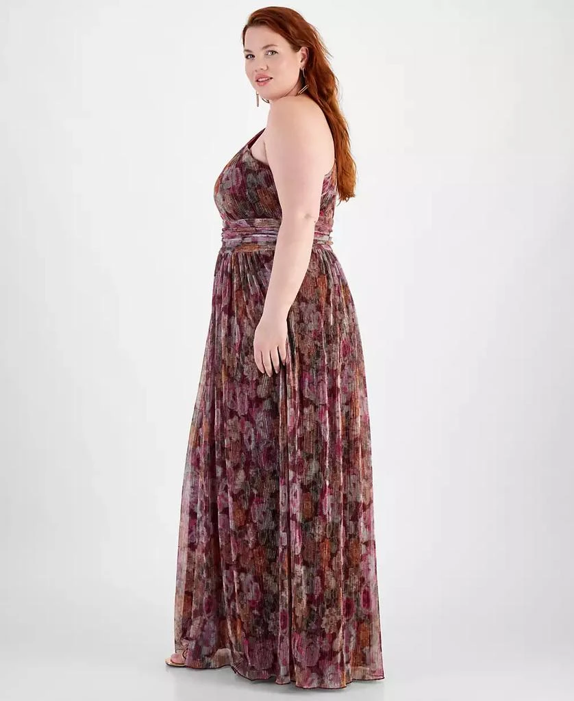 B Darlin Trendy Plus Size Printed One-Shoulder Gown 3