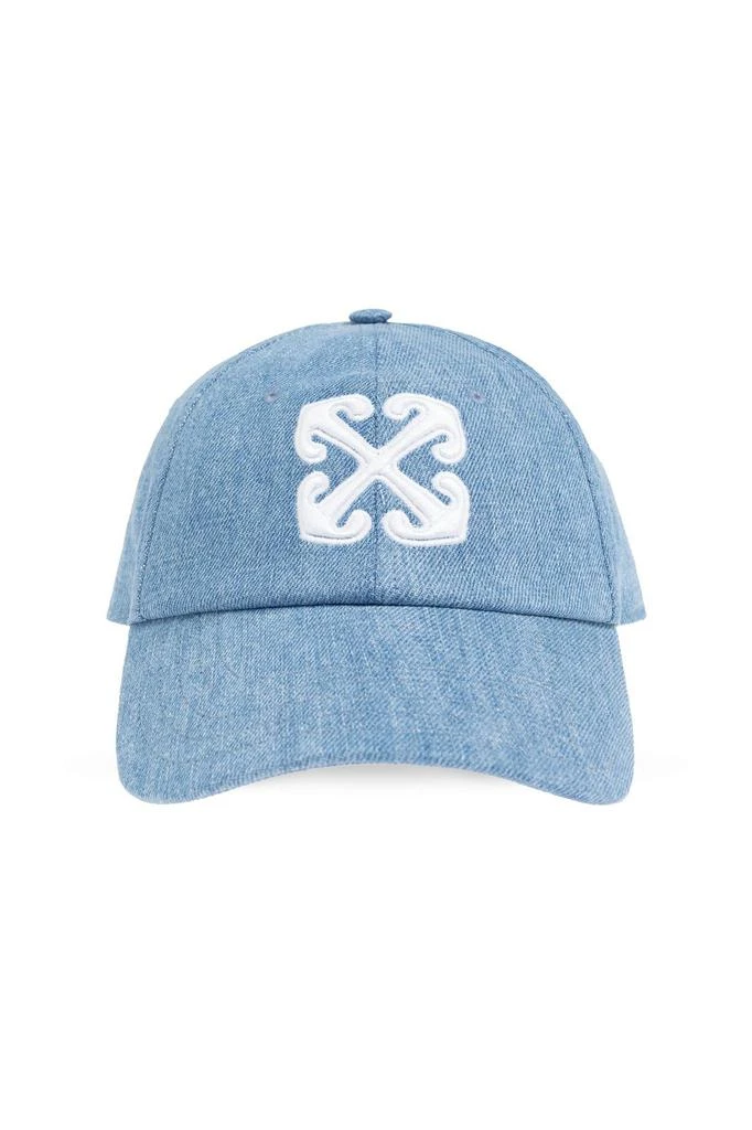 Shop Off-White Logo Embroidered Denim Cap on Sale at  display picture 3
