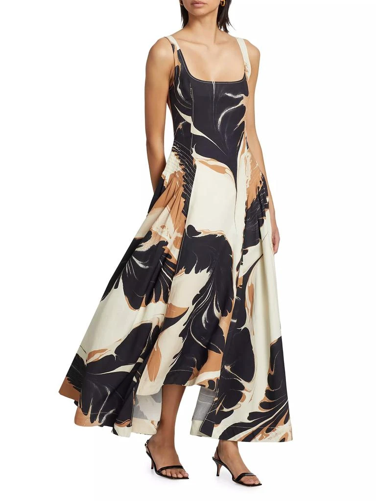 SIMKHAI Paola Linen-Blend Abstract Maxi-Dress 4