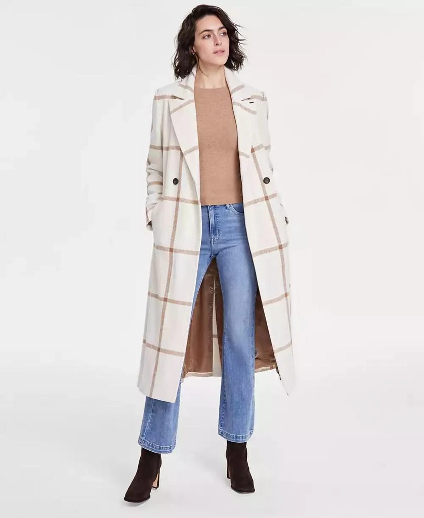 DKNY Petite Notched-Collar Double-Breasted Wrap Coat 1